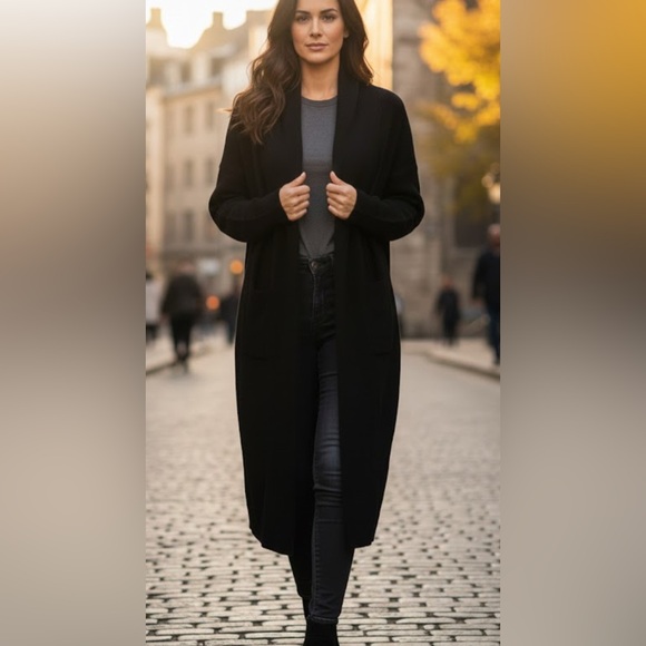 max.long Sweaters - MAX.LONG Elegant Black Long Cardigan size one size